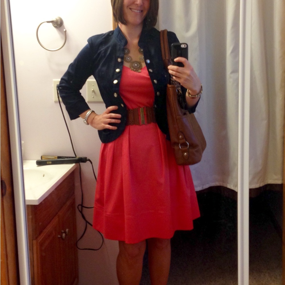 Coral Calvin Klein fitted midi